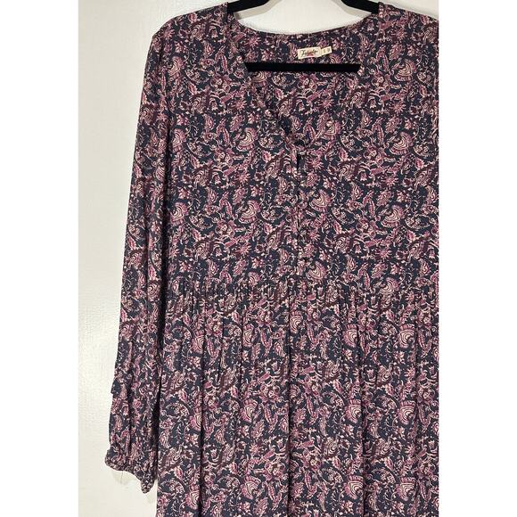 Faherty Isabella Long Sleeve Tiered Midi Dress Fiona Block Print Sz Medium NWOT - Picture 6 of 16